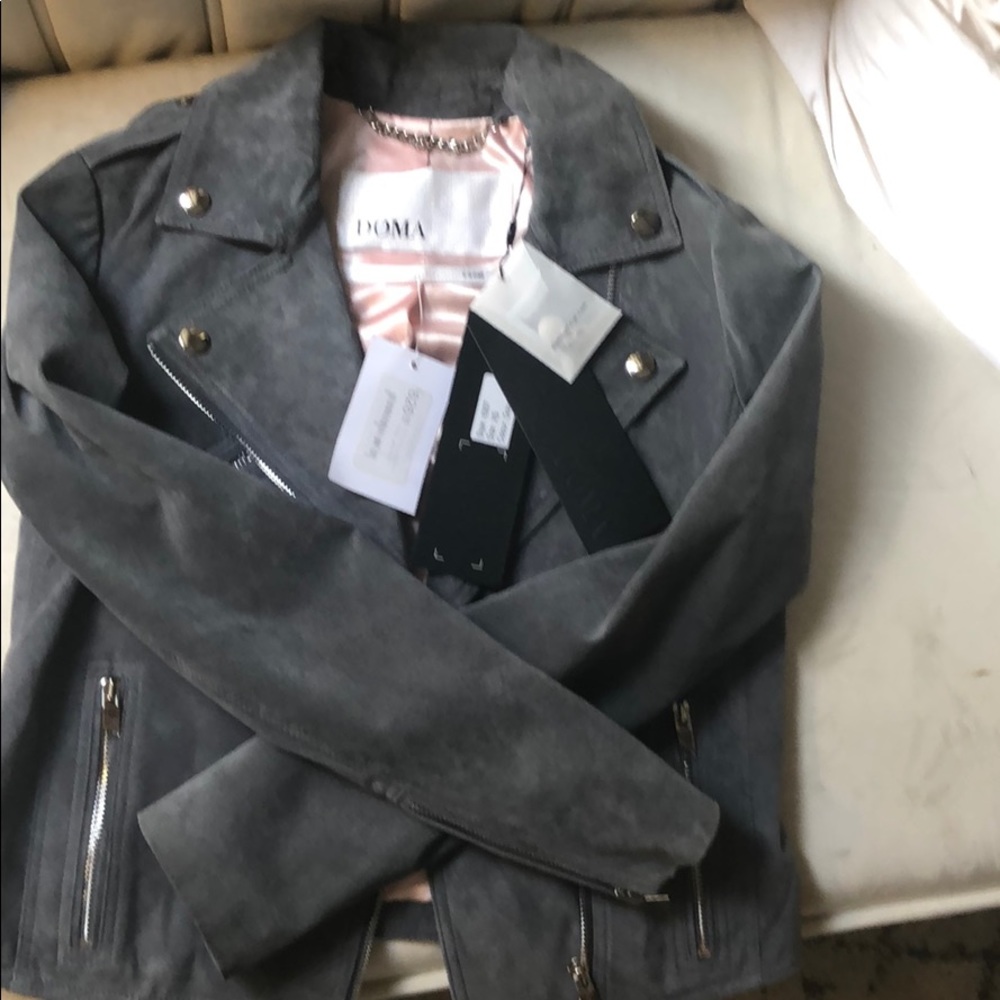 DOMA Gray Suede Moto Jacket NWT retail: $626.00 - Picture 3 of 3